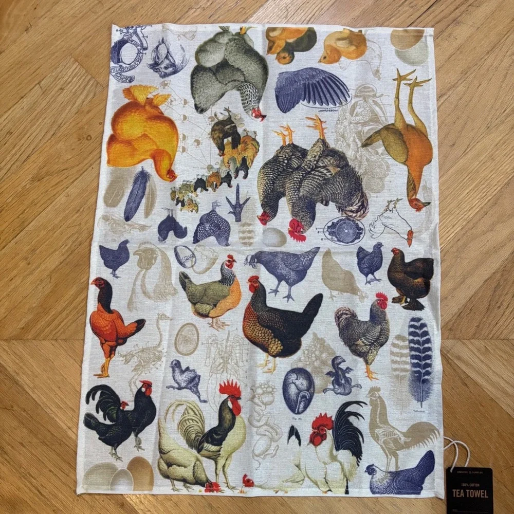 Cognitive Surplus 100% Cotton Tea‎ Towel Rooster Chicken Farmhouse Kitchen Decor